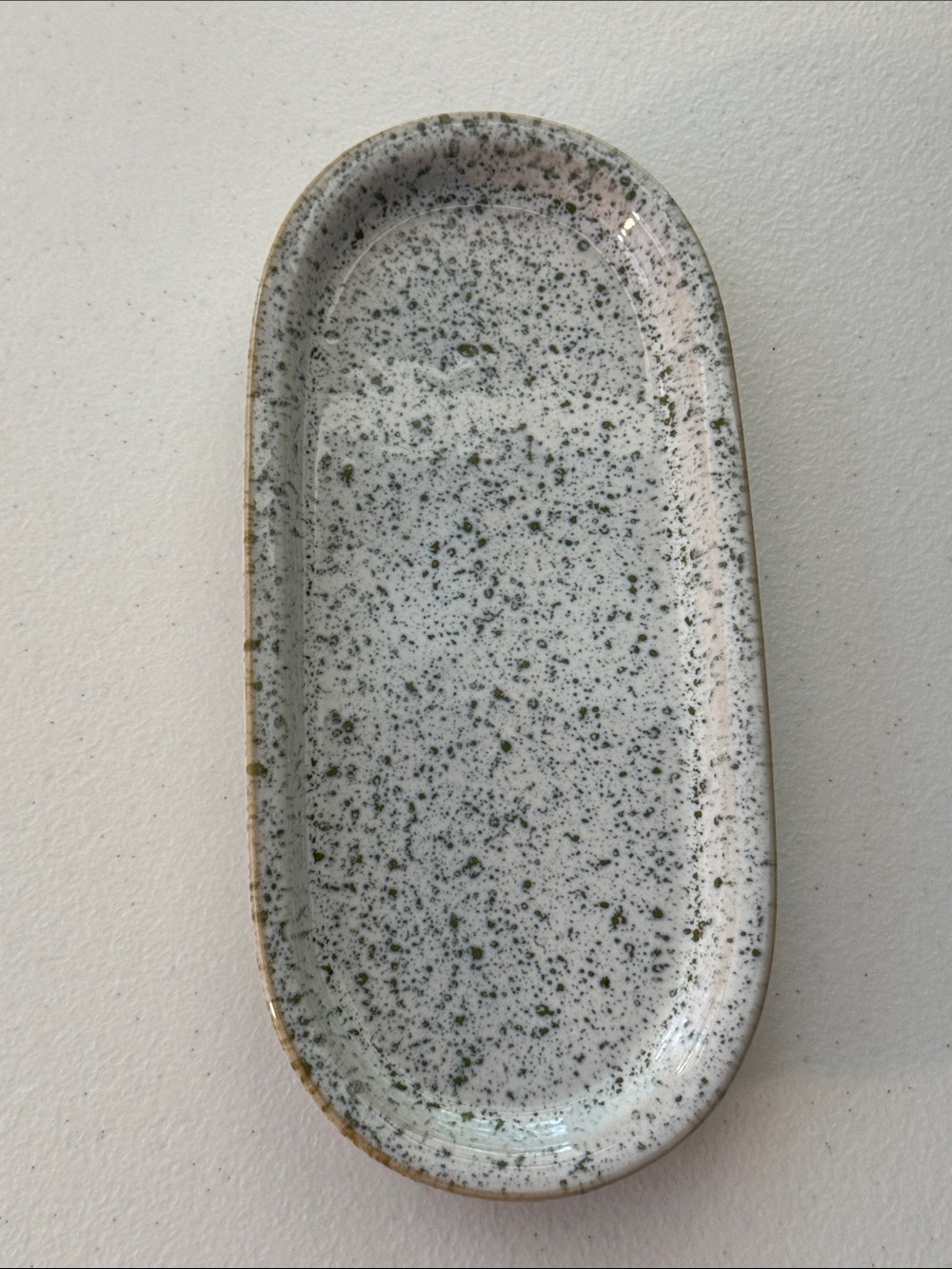 Magnolia "Quality Goods" Green Speckled White Stoneware Tray Waco, TX